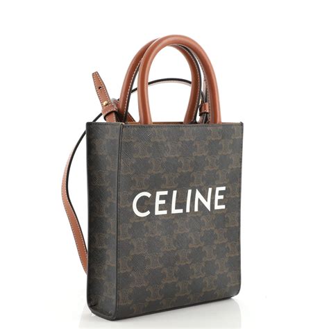 ladies vertical celine cabas tote in printed canvas|Mini Vertical Cabas in Triomphe Canvas and calfskin with Celine .